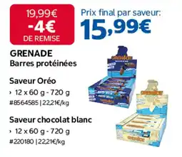 Costco GRENDADE Barres protéinées offre