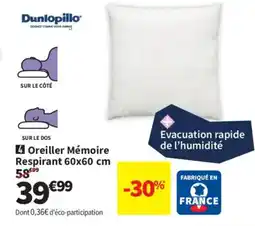 Conforama Oreiller Mémoire Respirant offre