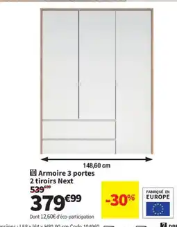 Conforama Armoire 3 portes 2 tiroirs Next offre