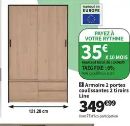 Conforama Armoire 2 portes coulissantes 2 tiroirs offre