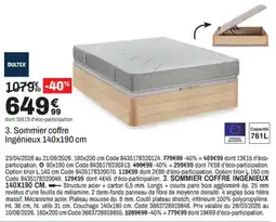BUT BULTEX Sommier coffre Ingénieux 140x190 cm offre