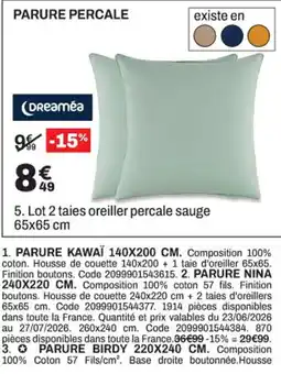 BUT Dreamée PARURE PERCALE offre