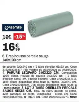 BUT Dreaméa Drap housse percale sauge offre