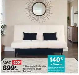 BUT Banquette-lit clic-clac tissu velours beige offre