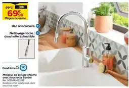 Castorama GoodHome Mitigeur de cuisine chrome avec douchette zante offre
