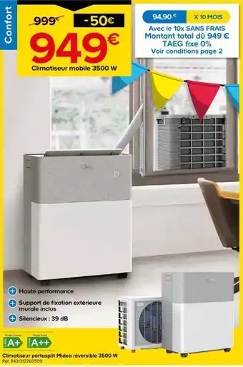 Midea Climatiseur portasplit réversible 3500 W