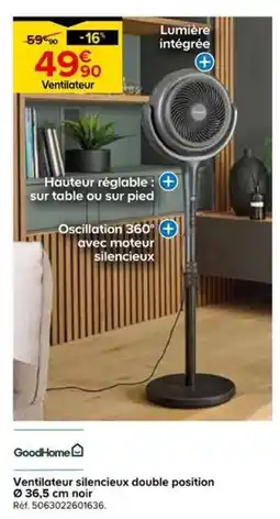Castorama GoodHome Ventilateur silencieux double position offre