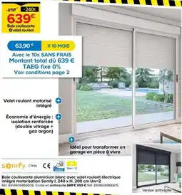 Castorama Somfy Baie coulissante aluminium blanc avec volet roulant électrique offre