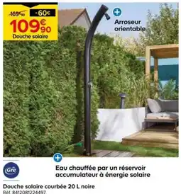 Castorama Gre Douche solaire courbée 20 L noire offre
