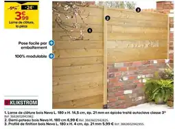 Castorama KLIKSTROM Lame de clôture bois Neva offre