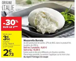 Carrefour Mozzarella Burrata offre