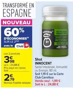 Carrefour Innocent Shot Santé Intestinale offre
