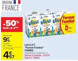 Carrefour CANDIA Lait U.H.T. vitaminé Viva offre
