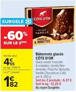 Carrefour CÔTE D'OR Bâtonnets glacés offre