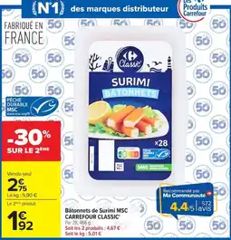 Carrefour Carrefour Classic' Bâtonnets de Surimi MSC offre