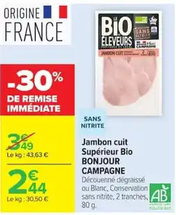 Carrefour BONJOUR Jambon cuit offre