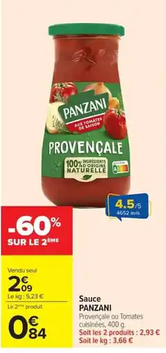 Carrefour PANZANI Sauce Provençale offre