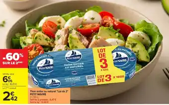 Carrefour PETIT NAVIRE Thon entier au naturel offre