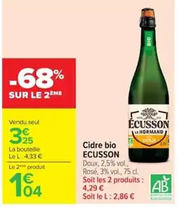Carrefour ECUSSON Cidre bio offre