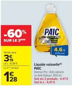 Carrefour PAIC Liquide vaisselle offre