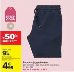 Carrefour Tex Bermuda jogger homme offre