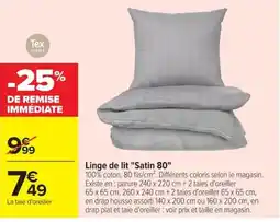 Carrefour Tex HOME Linge de lit "Satin 80" offre