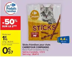 Carrefour Carrefour companino stricks friandises pour chats offre