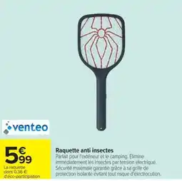 Carrefour venteo Raquette anti insectes offre
