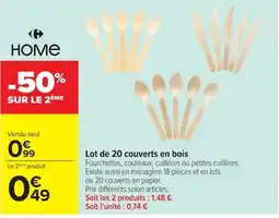 Carrefour HOME couverts en bois offre