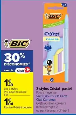 Carrefour BIC Cristal pastel offre