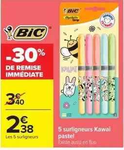 Carrefour BIC surligneurs Kawai offre