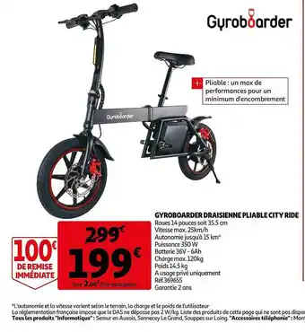 Auchan Gyroboarder Draisienne Pliable City Ride offre