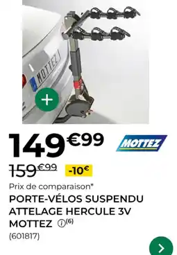 Feu Vert MOTTEZ PORTE-VÉLOS SUSPENDU ATTTELAGE HERCULE 3V offre