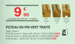 Chretien Matériaux POTEAU EN PIN VERT TRAITÉ offre