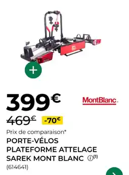 Feu Vert MontBlanc PORTE-VÉLOS PLATEFORME ATTELAGE SAREK MONT BLANC offre