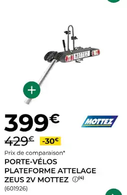 Feu Vert MOTTEZ PORTE-VÉLOS PLATEFORME ATTELAGE ZEUS 2V offre