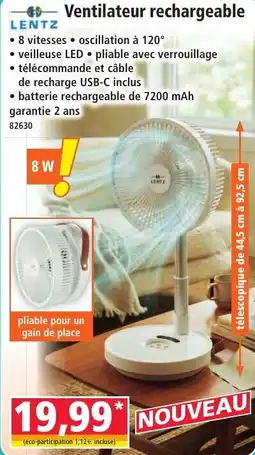 Norma LENTZ Ventilateur rechargeable offre