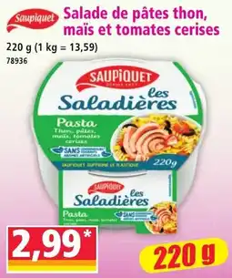 Norma Sauapiquet Salade de pâtes thon, maïs et tomates cerises offre