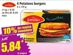 Norma SAVIOUREL Potatoes burgers offre