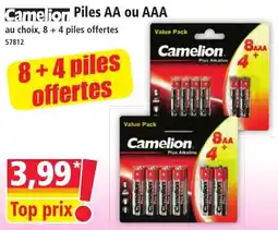 Norma Camelion Piles AA ou AAA offre