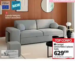 Conforama Canapé convertible 3 places Cody offre