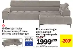Conforama Canapé d'angle de relaxation électrique imperia offre