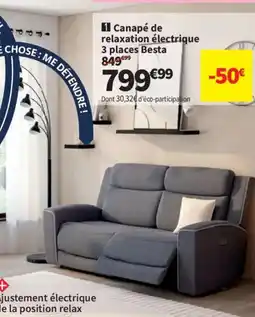 Conforama de relaxation électrique 3 places Besta offre