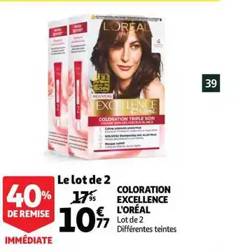 Auchan Direct Coloration Excellence L'oréal offre