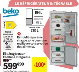Conforama BEKO Réfrigérateur Combiné Integrable offre