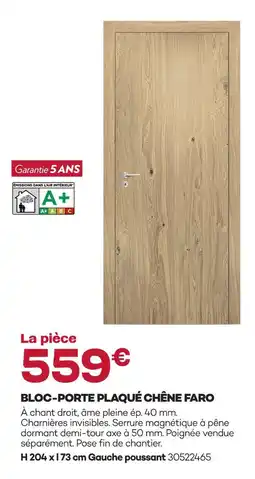 Gedimat Bloc-porte plaqué chêne faro offre