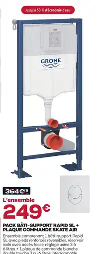 Gedimat Grohe pack bâti-support rapid sl + plaque commande skate air offre