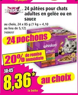 Norma Whiskas 24 pâtées pour chats adultes en gelée offre