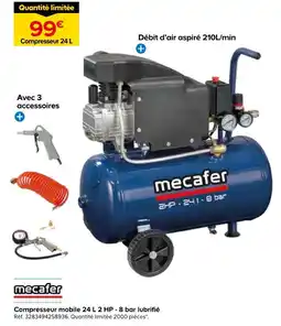 Castorama Mecafer compresseur mobile 24 l 2 hp - 8 bar lubrifié offre