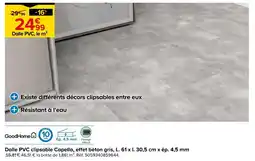 Castorama Goodhome dalle pvc clipsable capella, effet béton gris offre